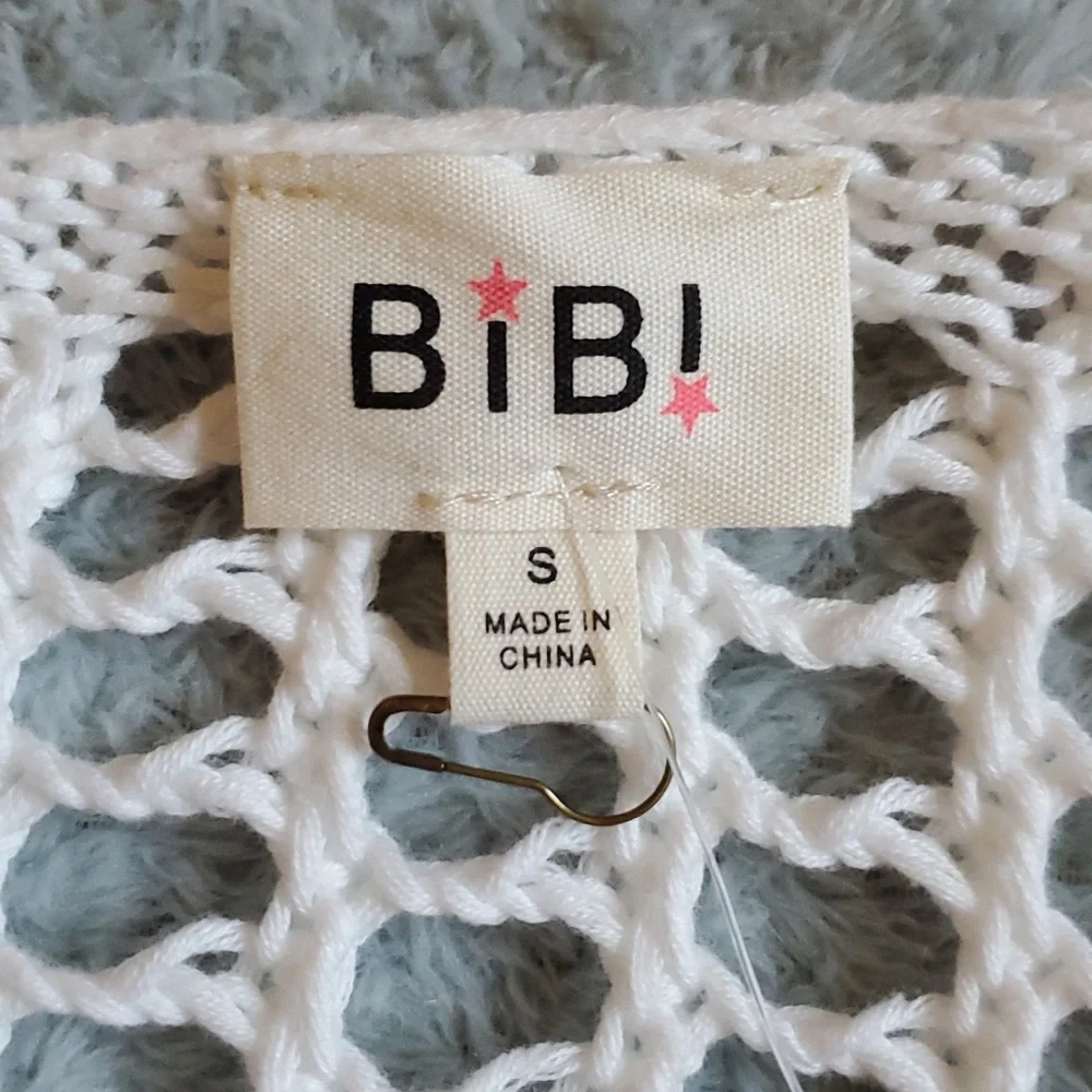 NWT White SZ Small Crocheted Sweater by BiBi - Picture 7 of 9
